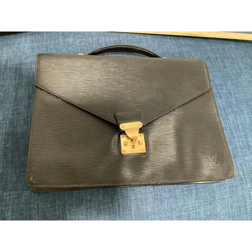 Louis Vuitton Black Epi Monceau Serviette Metis Briefcase Work School Bag 10999